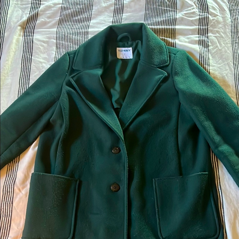 Old Navy Green Peacoat with Classic Lapel